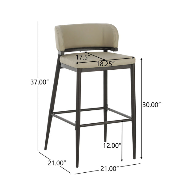English Elm Christopher Knight Home® - Metal Industrial Leathaire Barstool Set of 2 with Comfortable Seat, Footrest, Non‑Slip Feet, Durable Frame khaki N771P247188V