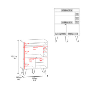English Elm Platea Modern Bar Cabinet with Hairpin Legs, White & Macadamia Finish, Wine Rack, Shelf, Durable Design B092P286110