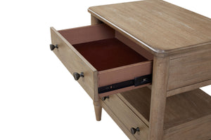 English Elm Open Nightstand with Two Drawers and Felt-Cedar Linings, Solid Wood+MDF, Custom Hardware, Durable Finish Sand 29.25 L x 20.5 W x 25.75 H B2699P218787