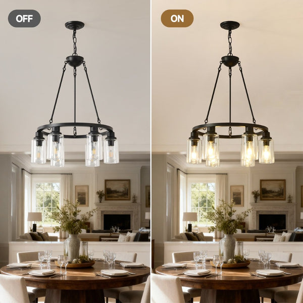 English Elm Modern Gold Branch Chandelier with Crystal Pendants for Dining and Living Rooms W5008P390857