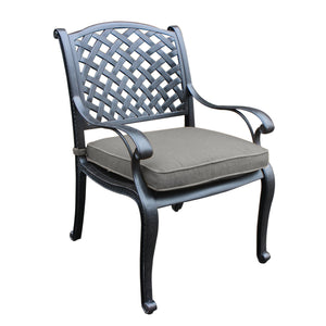 English Elm Cast Aluminum Dining Arm Chair With All-Weather Cushion For Indoor & Outdoor Comfort & Style B010P278352