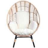 English Elm 2 Pieces Patio Pe Wicker Egg Chair Model 2 With Natural Color Rattan Beige Cushion