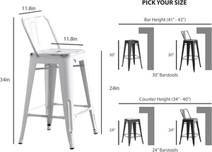 English Elm Modern Distressed White Metal Barstools Set Of 2 - Coastal Rustic Bucket Back Design For Kitchen Use B347P349410