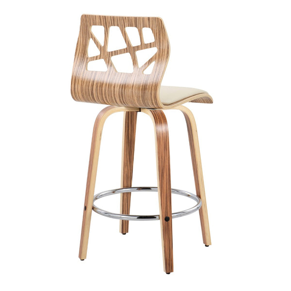 English Elm Fixed-height Swivel Counter Stools with Faux Leather Seats and Chrome Footrest Set of 2 B202S01825