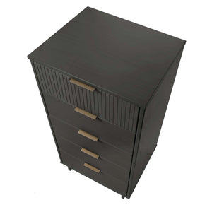 English Elm Granville 24" Charcoal Gray 5-Drawer Chest With Gold Handles & Organizer For Stylish Storage Solutions B365S00072