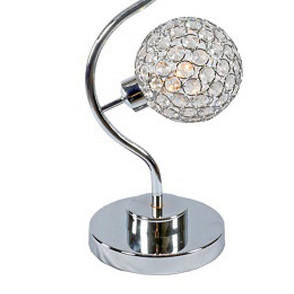 English Elm Denise Crystal Globe Table Lamp White Metal Frame Clear Glass Shade Glam Accent B056P416867