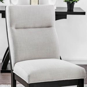 English Elm Modern Two-Tone Beige & Black Tufted Side Chairs Set of 2 — Tapered Legs, Padded Cushions, Ergonomic Support B011P387139