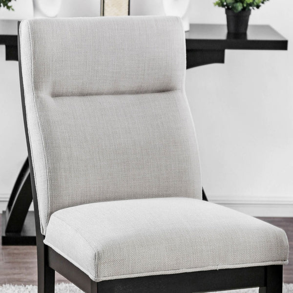 English Elm Modern Two-Tone Beige & Black Tufted Side Chairs Set of 2 — Tapered Legs, Padded Cushions, Ergonomic Support B011P387139