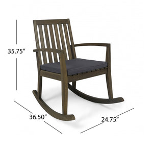 English Elm Christopher Knight Home® - MONTROSE Rocking Chair with Acacia Wood Frame and Water-Resistant Cushion for Cozy Outdoor Relaxation DARK GREY 39.5 L x 28.25 W x 7 H 62389.00GRY