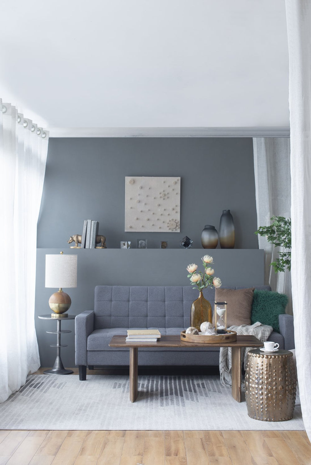 English Elm 23.6x2x23.6" Skalo Shadowbox Wall Art - Beige Linen Spiral Floral Texture, Modern Neutral Decor W2078P313343