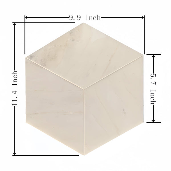 English Elm Hexagon Marble Tile: Snow Mountain White Natural Stone For Luxurious Walls & Floors, 12 Pcs Box W1696P262341