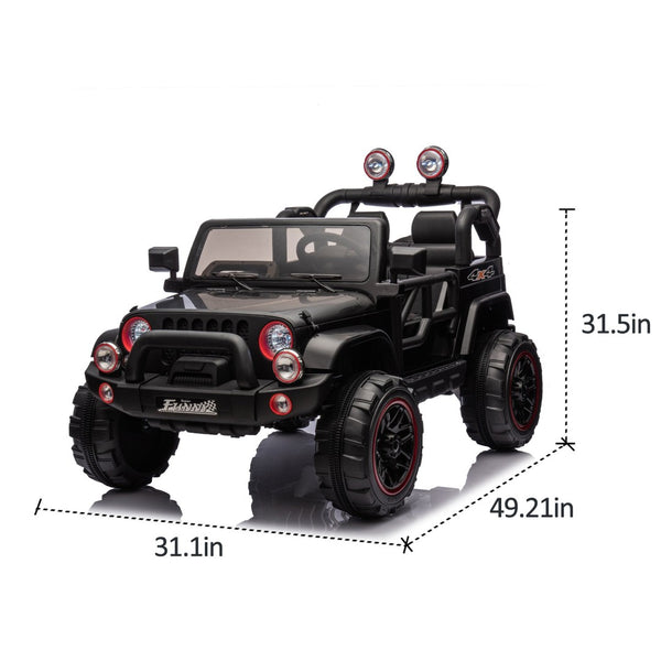 English Elm 24v Kids Electric Ride on Car with Parental Remote Rear Suspension and Bluetooth Audio Black W1578P228743