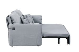English Elm 3 In 1 Sleeper Sofa Couch Bed - Stylish Grey Velvet, Space-Saving Design, Versatile For Small Areas W1420P225081