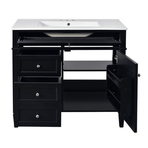 English Elm 36'' Modern Bathroom Vanity With Ceramic Sink, Elegant Storage Cabinet & 2 Drawers For Essentials N710P230246B