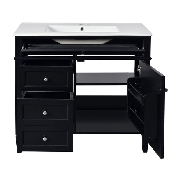 English Elm 36'' Modern Bathroom Vanity With Ceramic Sink, Elegant Storage Cabinet & 2 Drawers For Essentials N710P230246B
