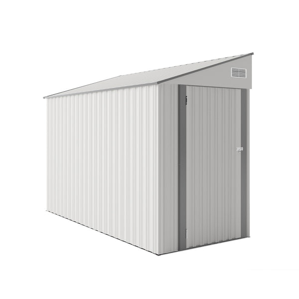 English Elm Campcraft Metal Storage Shed with Sloped Roof Ventilation and Weather Resistant Steel Panels White W1598S00047