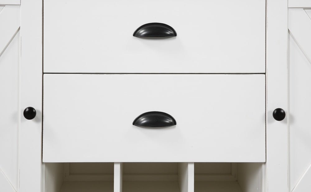 English Elm Wallace & Bay - Brown Two-Tone 2-Drawer Server in Dark Mocha & Antique White — Country Chic, Durable Wood, 66"W B361P384471