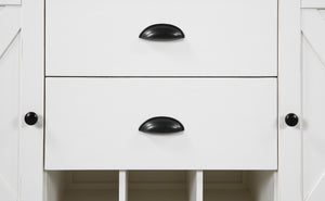 English Elm Wallace & Bay - Brown Two-Tone 2-Drawer Server in Dark Mocha & Antique White — Country Chic, Durable Wood, 66"W B361P384471