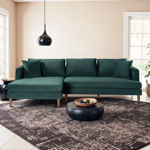 English Elm Blake Mid-century L-shaped Vegan Leather Sectional for Spacious Living Rooms B183S00186