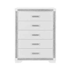 English Elm Soulmarie Glitter Chest with Spacious Drawers and Curved Legs in Solid Wood and MDF, Sturdy Build White 37.99 L x 20.28 W x 50 H B201P410796