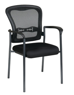 OSP Home Furnishings Breathable Progrid Back Visitor Chair with Lumbar Support and Stackable Titanium Frame Coal 84510-30