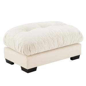 English Elm Milano Plush Velvet Ottoman Cream — Cloud-Like Deep Seat, Round Bolster Arms, Modular Comfort Sofa Accent W714P228721