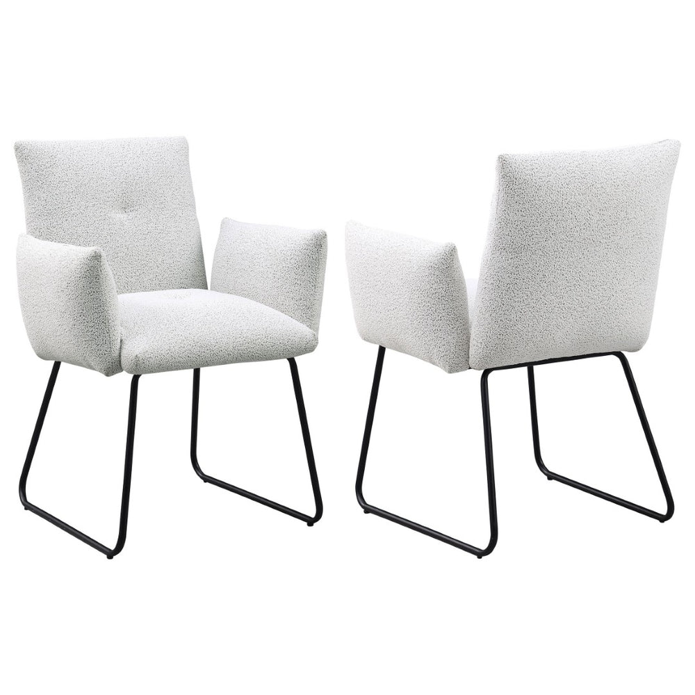 English Elm Donica Gray Upholstered Armchairs Set of 2 with Sled Base for Modern Dining Rooms B062P440061