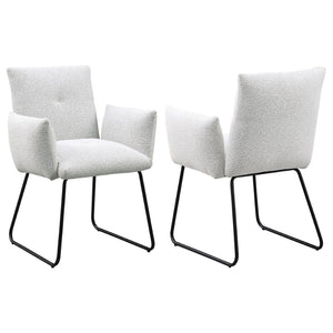 English Elm Donica Gray Upholstered Armchairs Set of 2 with Sled Base for Modern Dining Rooms B062P440061