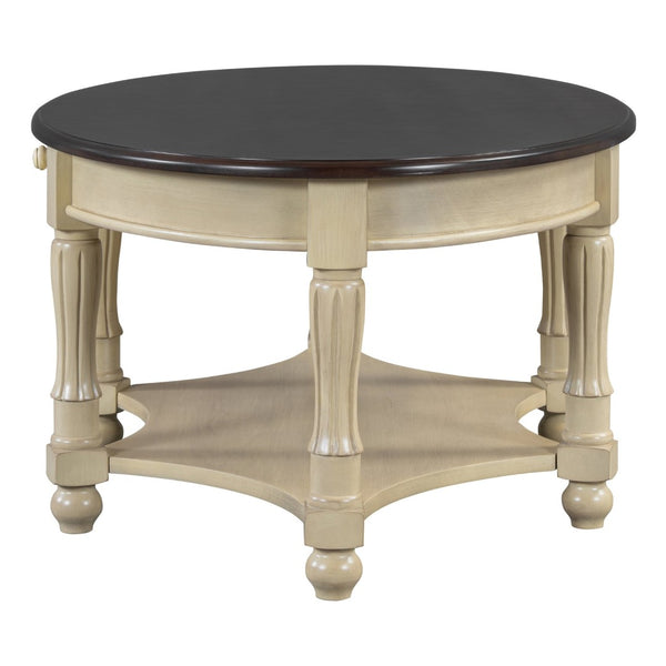 English Elm Vintage Oval Coffee Table With Drawer & Storage Shelf - French Country Charm For Living Rooms N735P277388K-GIGA