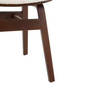 English Elm Christopher Knight Home® - Boucle Bentwood Side Chair in White Bouclé & Walnut Veneer — Plush Upholstery, 300 lb Capacity N776P194930W