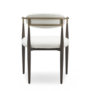 English Elm Christopher Knight Home® - Low Back Upholstered Dining Chair with Gold-Trim Iron Frame, Curved Open Backrest, Plush Comfort White+Gold N771P249346J