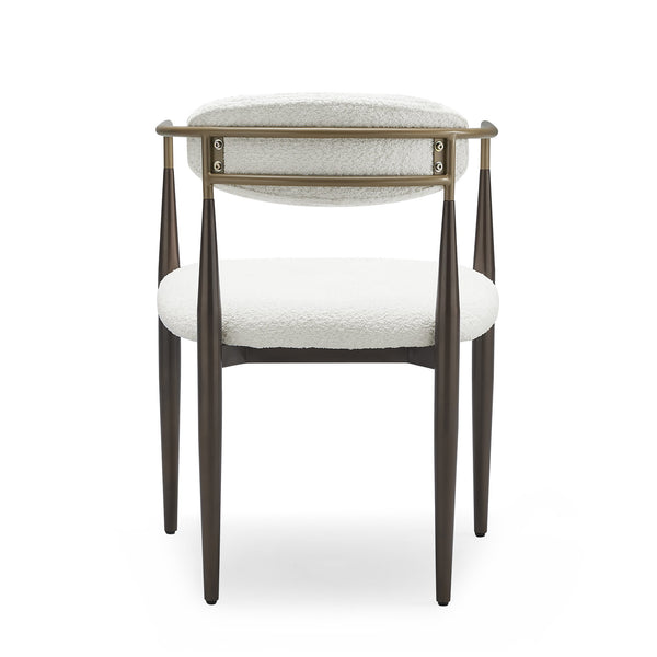 English Elm Christopher Knight Home® - Low Back Upholstered Dining Chair with Gold-Trim Iron Frame, Curved Open Backrest, Plush Comfort White+Gold N771P249346J