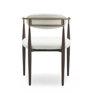 English Elm Dining Arm Chairs Set of 2 Gold Accent Iron Frame Upholstered Modern Minimalist White+Gold N771P392272J