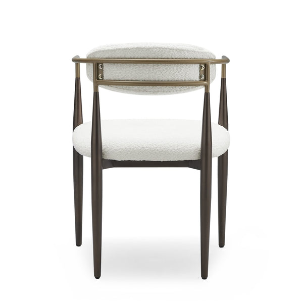 English Elm Dining Arm Chairs Set of 2 Gold Accent Iron Frame Upholstered Modern Minimalist White+Gold N771P392272J