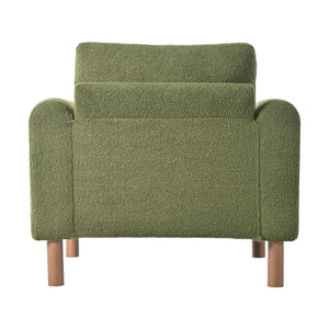 English Elm Christopher Knight Home® - Oversized Teddy Velvet Accent Chair with Curved Armrests, Tufted Mid-Century Design and Walnut Legs Green N765P189679N