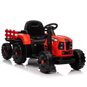 English Elm Ride on Electric Tractor Toy with Trailer 24v 400w Dual Motors Remote Control Led Red W1578P194696