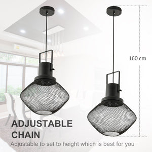 English Elm Industrial Steel Mesh Cage Pendant Light for Kitchen Island or Dining Room Decor T3971P387547