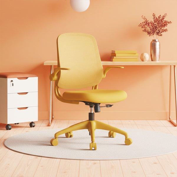English Elm Ergonomic Mesh Back Task Chair with Flip Armrests High Density Foam Seat 500lb Capacity Yellow W5280P464450