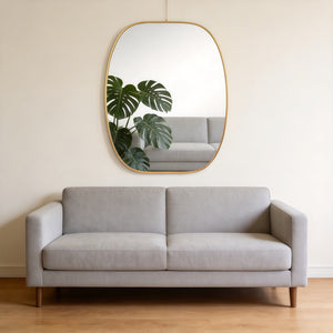 English Elm 30x40 Oval Wall Mirror Slim Metal Frame Distortion Free Glass Bathroom Entryway Accent Gold W2203P476482