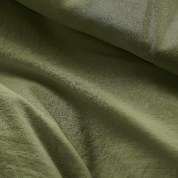 JLA Home Comfort Spaces - Soft Washed Pleated Duvet Cover Set with Grid Pinch-Pleat, OEKO-TEX Soft Microfiber, All-Season Comfort Olive Green AM12-0420