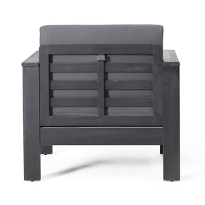 English Elm Christopher Knight Home® - Acacia Outdoor Loveseat and Chat Set with Water-Resistant Cushions, Shutter Slat Design, Dark Gray 70692.00DGRY-2_70844.00DGRY