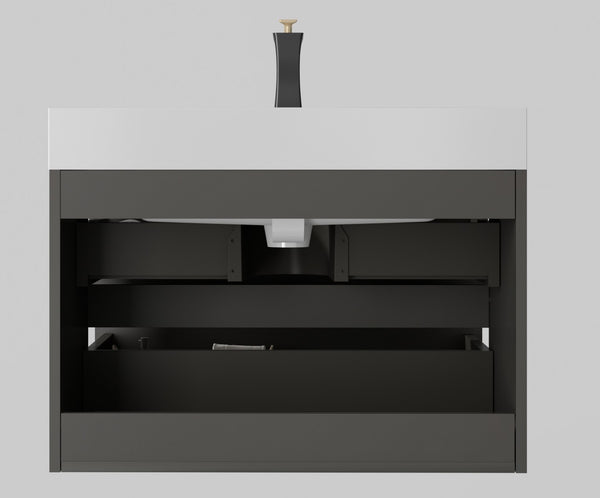 English Elm Alice 30" Gray Floating Bathroom Vanity With Sink - Modern Design, Large Storage & Quiet Soft-Closing Drawers W1865S00005