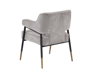 Sunpan Derome Contemporary Dining Armchair - Stylish Faux Leather, Sculpted Design with Black Steel Legs Polo Club Stone
