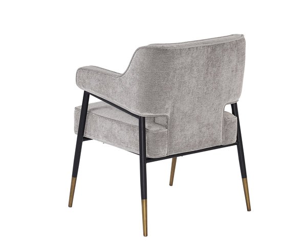 Sunpan Derome Contemporary Dining Armchair - Stylish Faux Leather, Sculpted Design with Black Steel Legs Polo Club Stone
