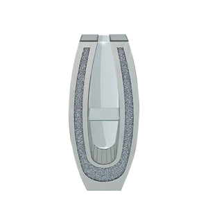 English Elm 35.82"u-shaped Tall Glass Floor Vase with Crystal Diamond Mosaic Silver Mirror Finish W3836P379832