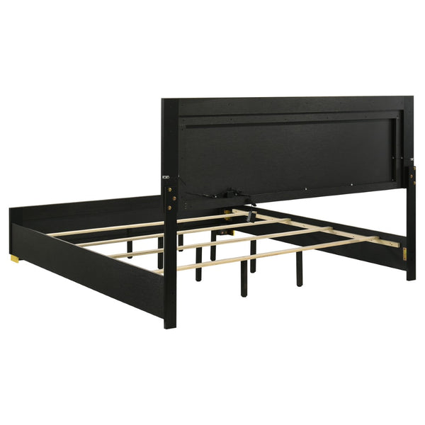 English Elm Jeremiah Art Deco Eastern King Bedroom Set with Led Headboard and Gold Accents B062S01823