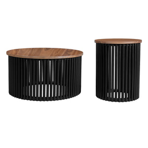 English Elm Christopher Knight Home® - PATIO Acacia Solid Wood Coffee Table & Side Table Set, Natural+Black, 30" & 17.5" Durable Style N770P269894N_N770P269893N