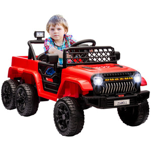 English Elm Qaba 12v Four Motor Kids Electric Ride on Truck with Trailer and Parent Remote Red W2225P249884