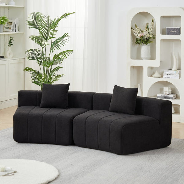 English Elm Chenille Corduroy Modular Curved Sectional Sofa Soft Cloud Form Living Room Seating W834P389121