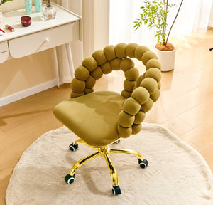 English Elm Modern Velvet Bubble Back Swivel Chair Glam Upholstered Seat for Vanity or Desk Gold,Yellow W3875P442946